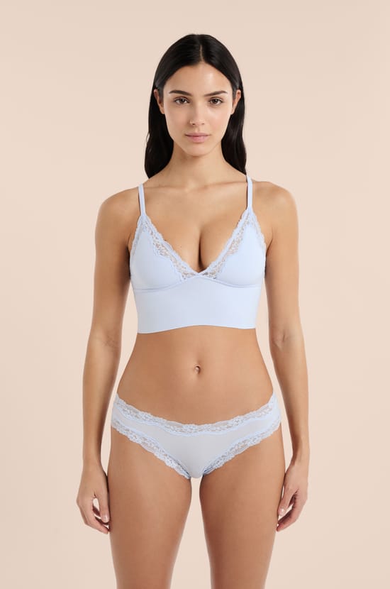 Soutien-gorge triangle en microfibre et dentelle;${refinementColor}