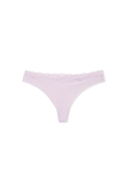 Tanga de microfibra con detalles de encaje;${refinementColor}