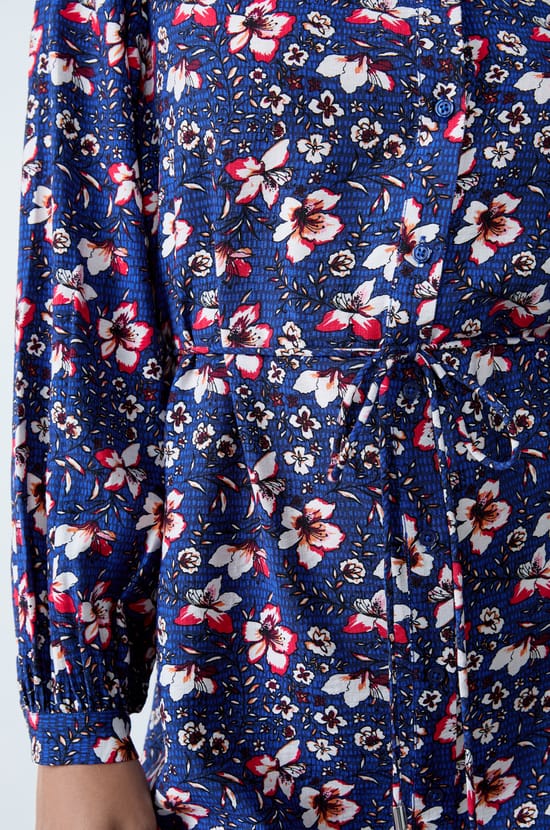 Robe chemise à motifs fleuris;${refinementColor}