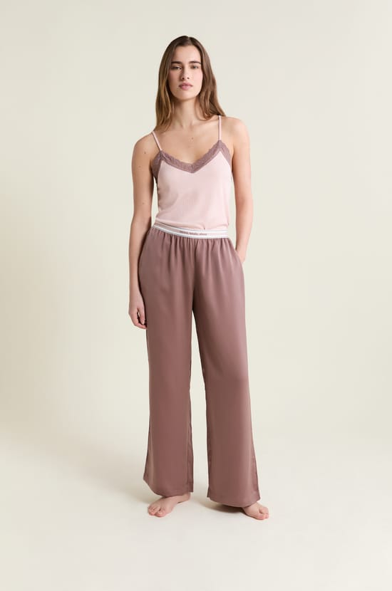 Pantalon de pyjama taille &eacute;lastique "move, smile, sleep;${refinementColor}