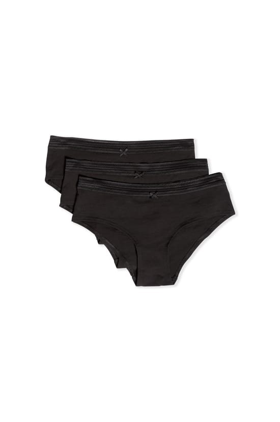 Pack of 3 cotton and lace boyshorts;${refinementColor}