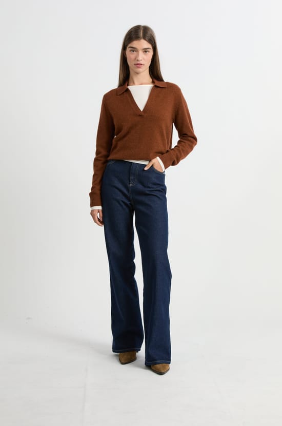 Pull col polo en cachemire;${refinementColor}