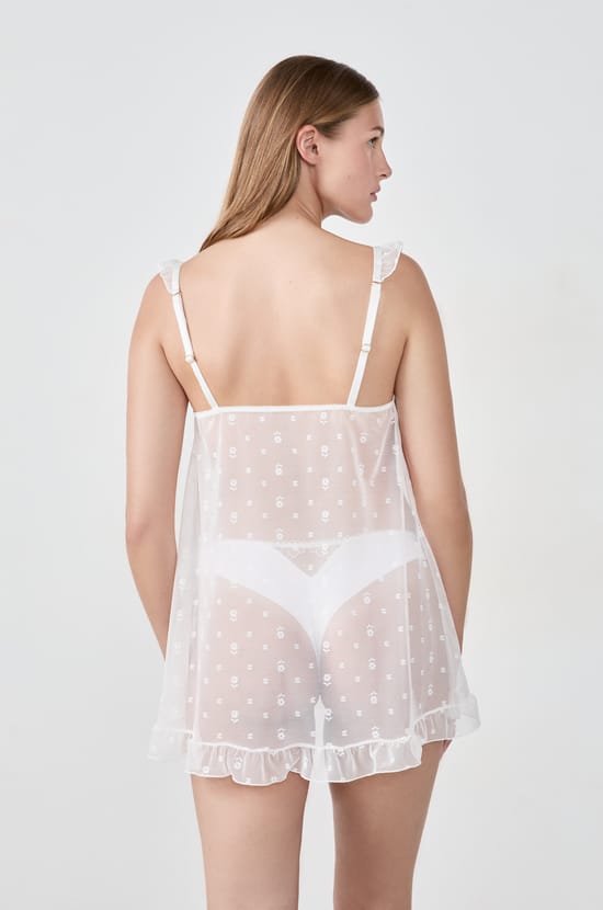 Short Nightdress with Embroidered Patterns;${refinementColor}