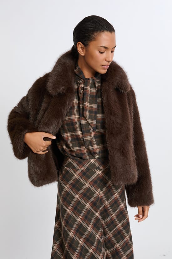 Faux Fur Coat;${refinementColor}