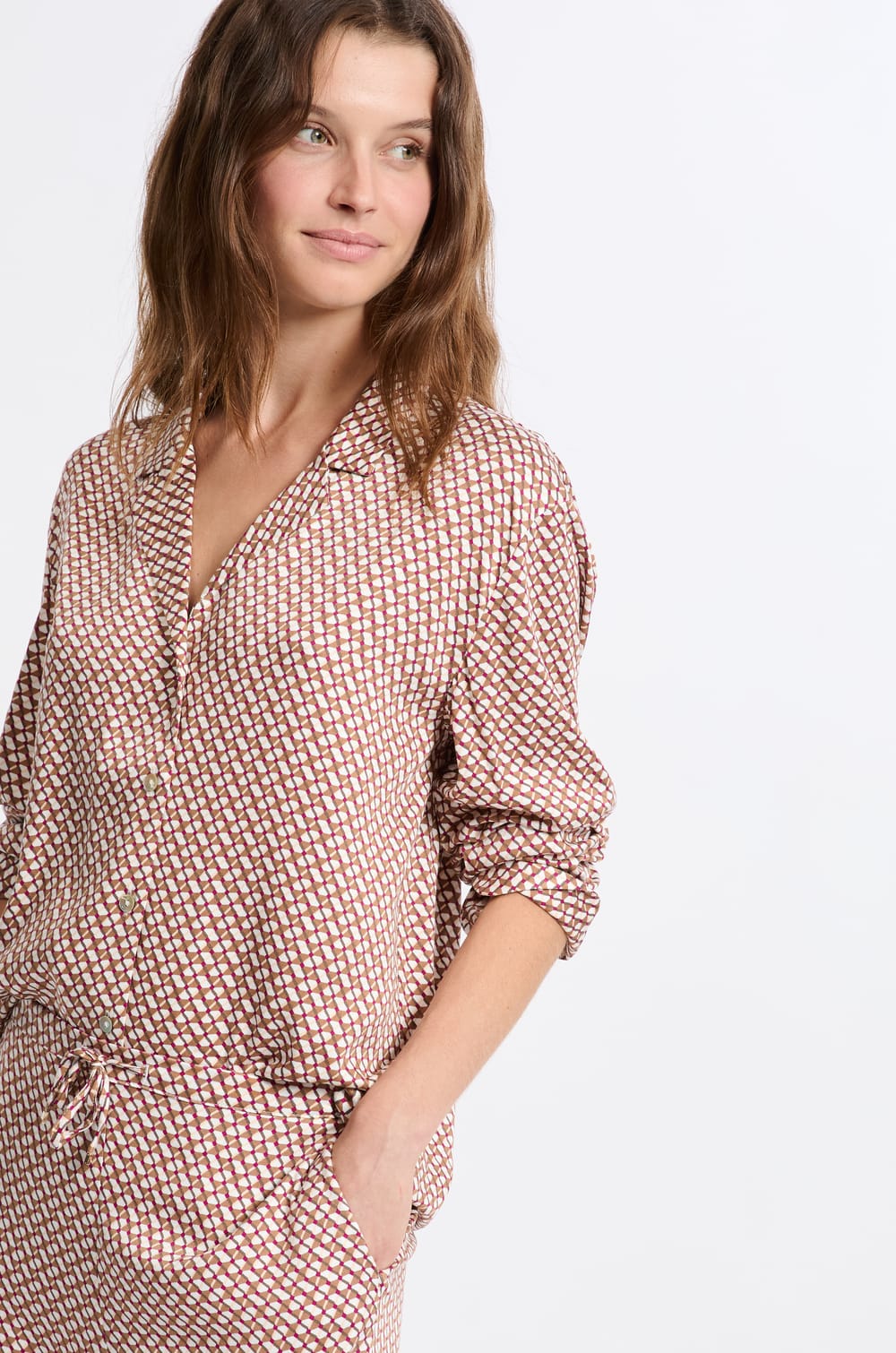 Chemise de pyjama à motifs;${refinementColor}
