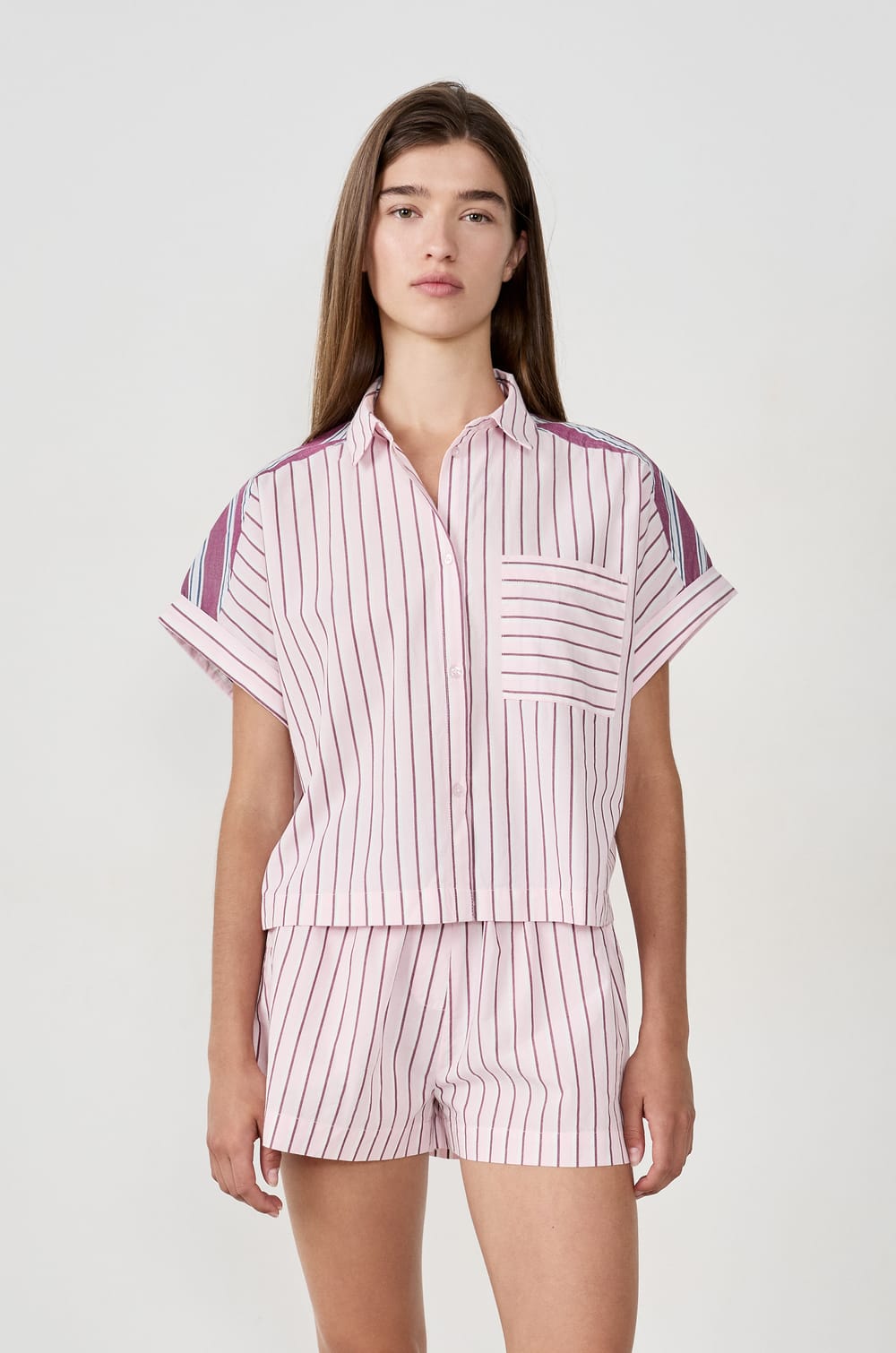 Striped Pyjama Shirt;${refinementColor}
