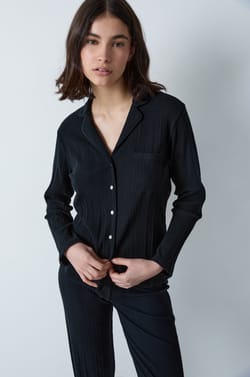 Ribbed Richelieu Pyjama Shirt;${refinementColor}