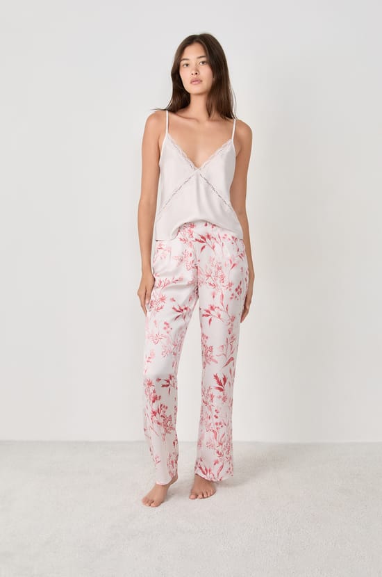 Printed satin trousers;${refinementColor}