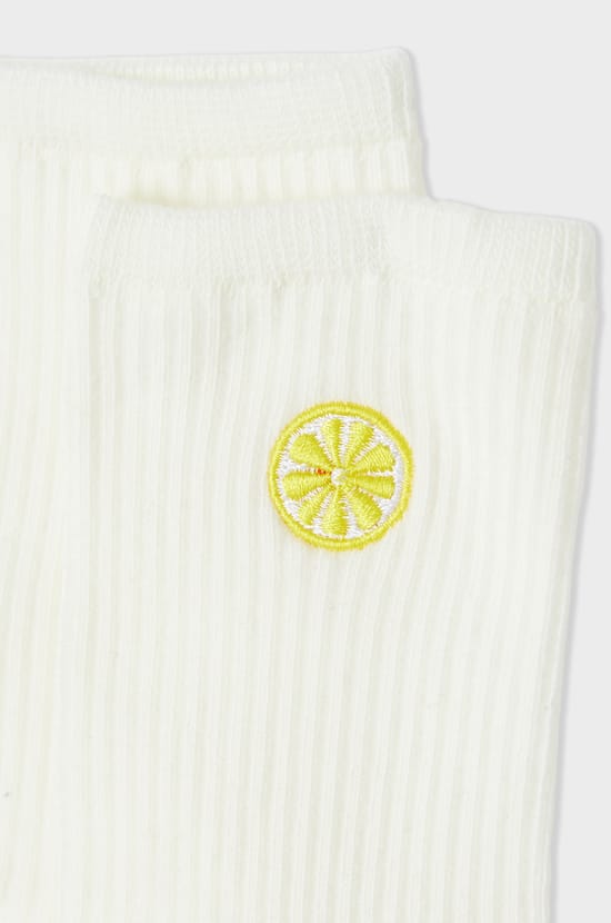 Ribbed Socks with Cotton Sun Pattern;${refinementColor}