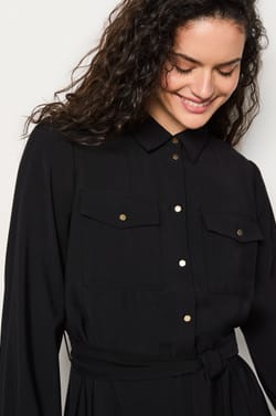 Belted Shirt Dress;${refinementColor}