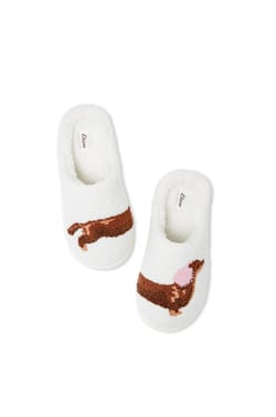 Chaussons mules  &agrave; motifs  teckel;${refinementColor}