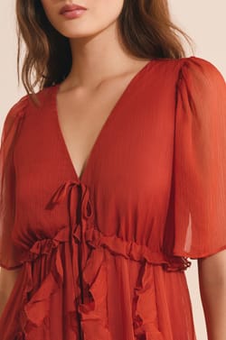 Robe midi manches courtes;${refinementColor}