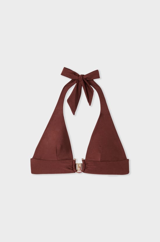 Iridescent Triangle Bikini Top with Ring Tie;${refinementColor}