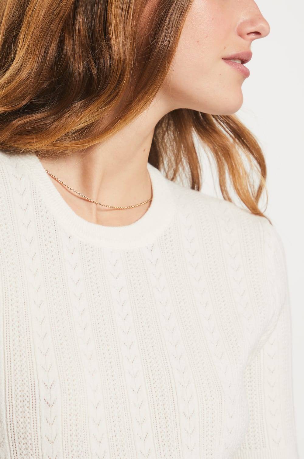 Short-Sleeved Sweater With Openwork Details;${refinementColor}