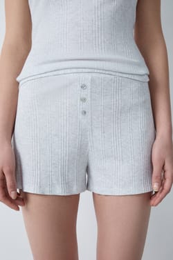 Ribbed Cotton Pyjama Shorts;${refinementColor}