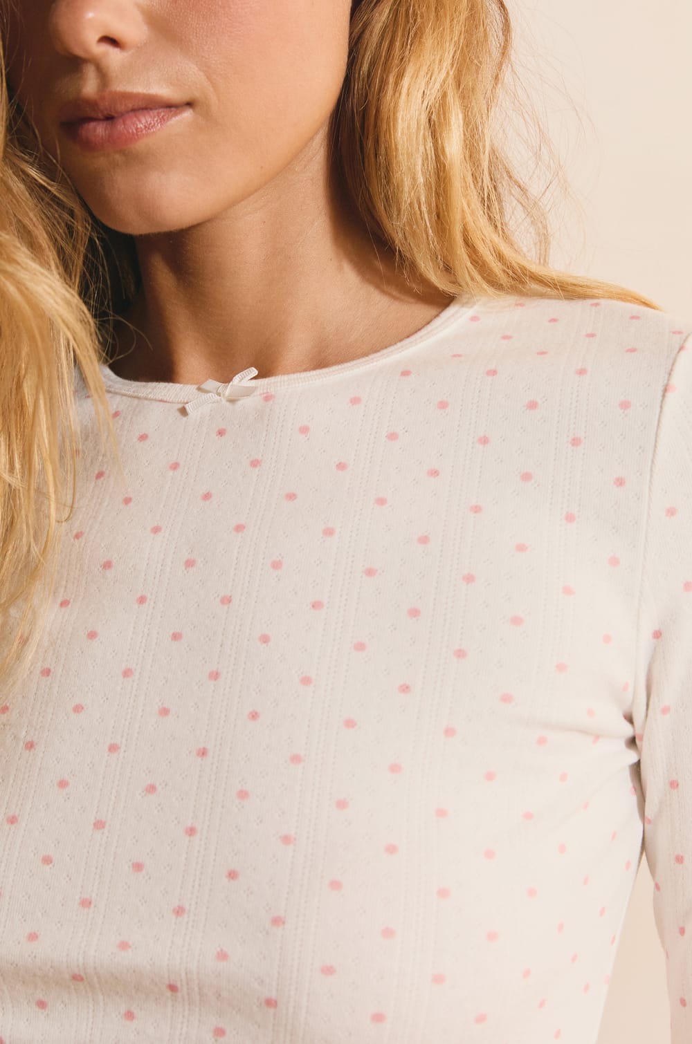 T-shirt manches longues &agrave; pois;${refinementColor}