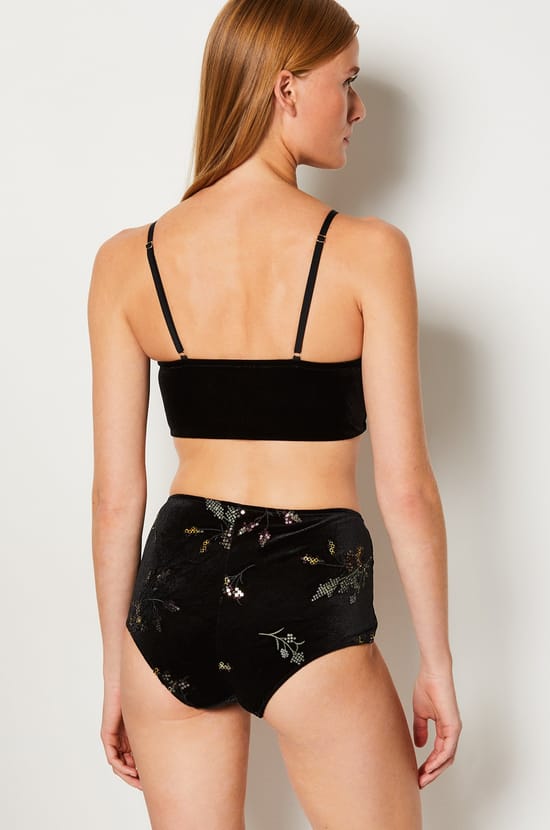 Embroidered Velvet Boyshorts;${refinementColor}