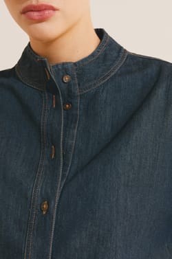 Chemise manches longues en jean;${refinementColor}