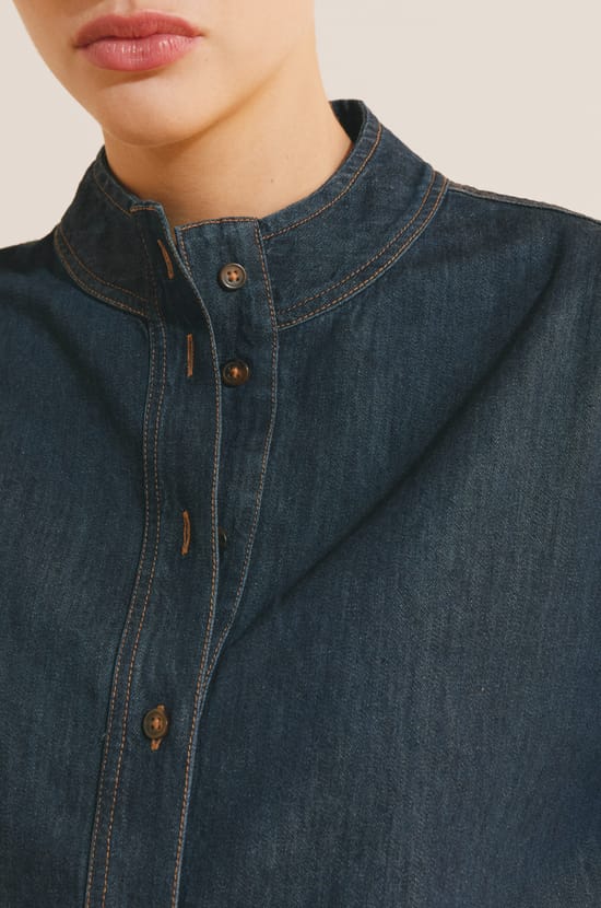 Chemise manches longues en jean;${refinementColor}