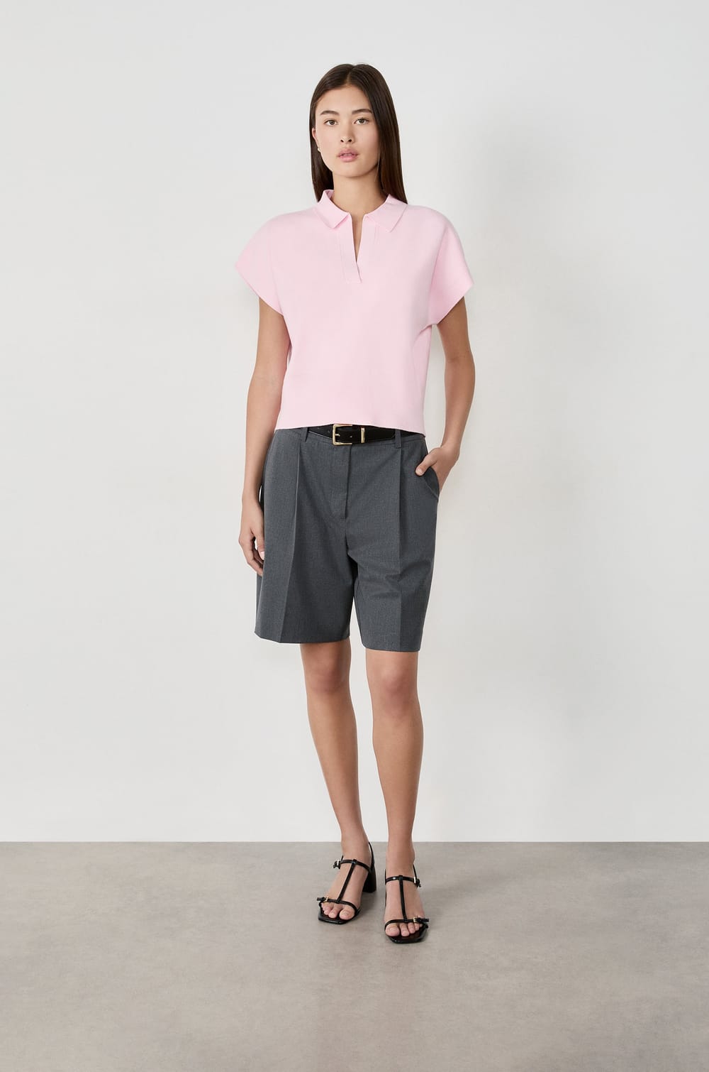 Pull sans manches col Polo;${refinementColor}
