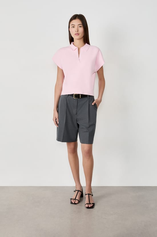 Sleeveless Polo Collar Sweater;${refinementColor}