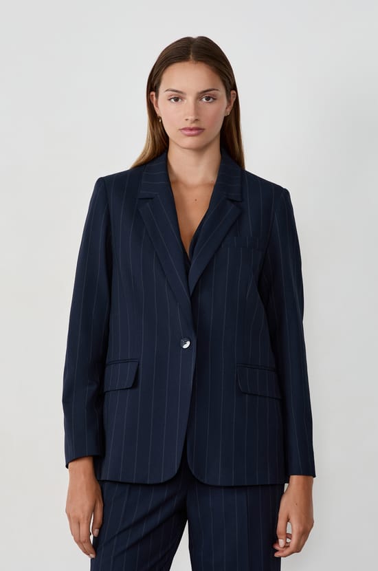 Veste blazer à rayures;${refinementColor}