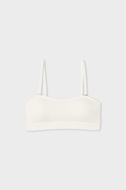 Soutien-gorge bandeau avec bretelles amovibles en coton;${refinementColor}