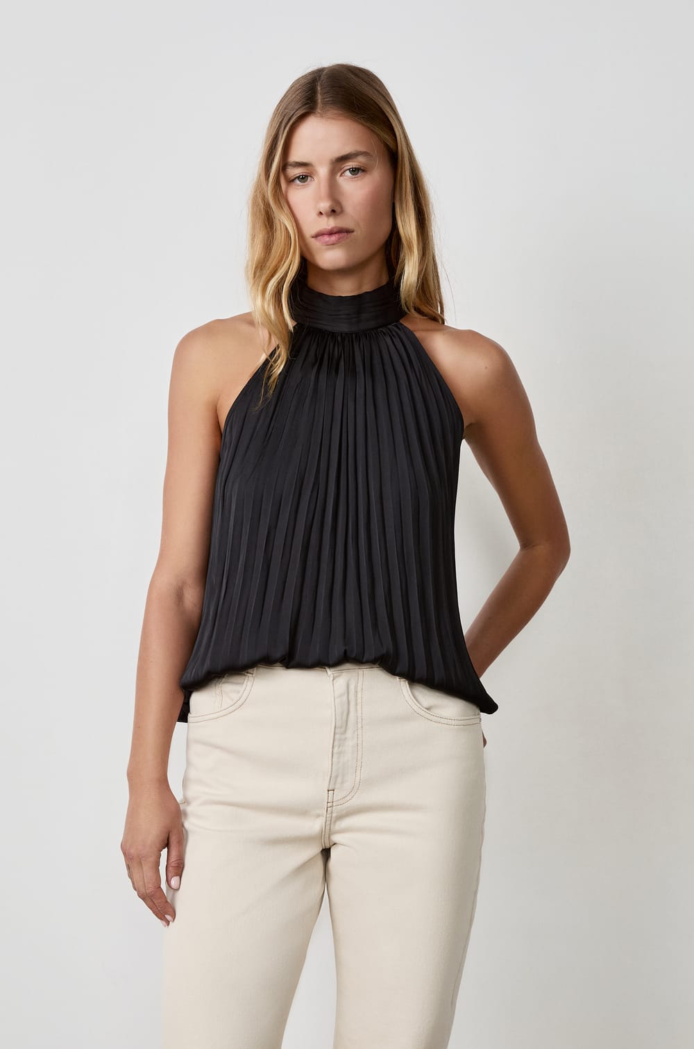 Fluid High Neck Top;${refinementColor}