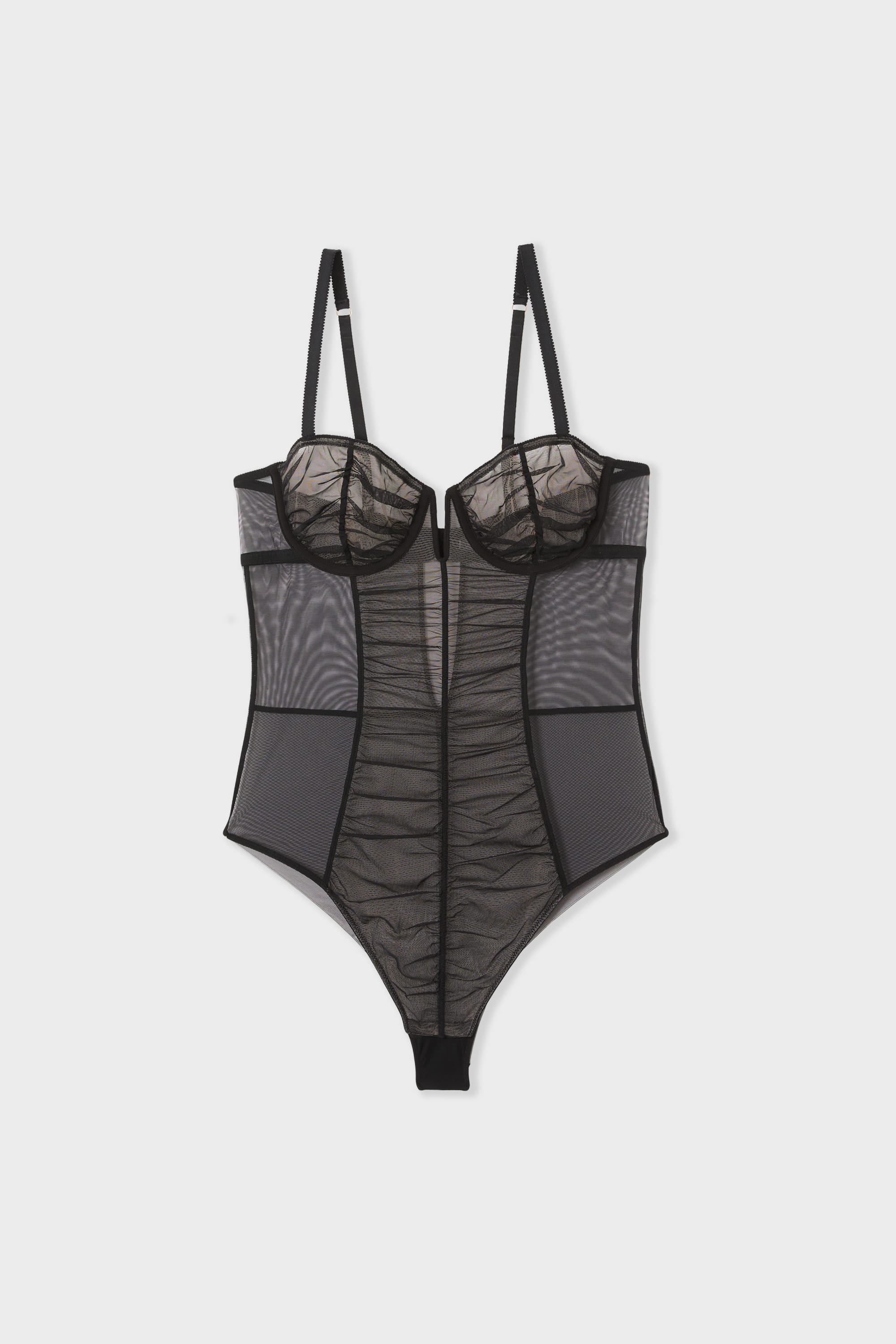 ❗️最終価格❗️TULLE GATHERED BODYSUIT Tulle Bodysuit - SYMBIOSE - NOIR - ETAM