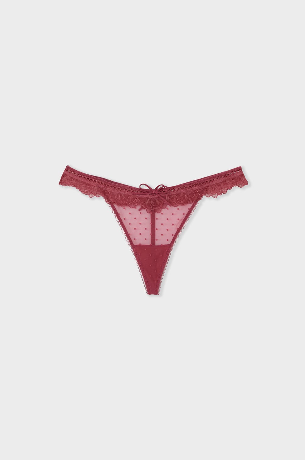 Thong in Tulle and Lace;${refinementColor}