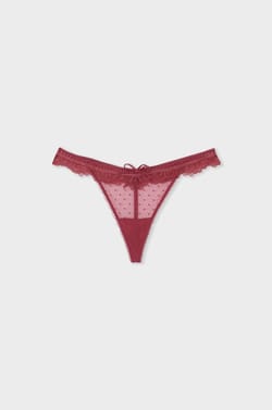 Thong in Tulle and Lace;${refinementColor}