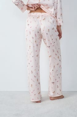 Pantalon de pyjama motifs fleurs;${refinementColor}