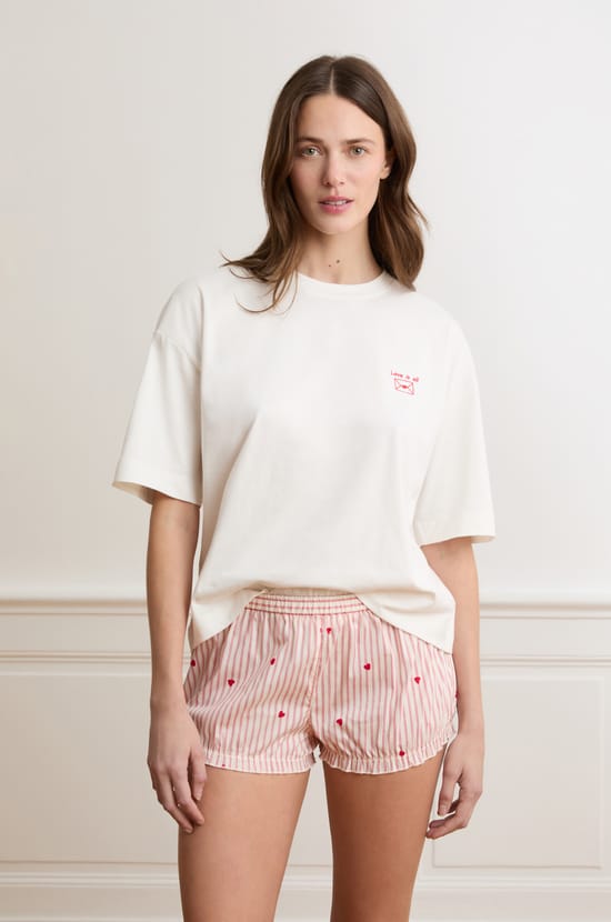 Short bloomer  &agrave; rayures et c&oelig;urs avec coton;${refinementColor}