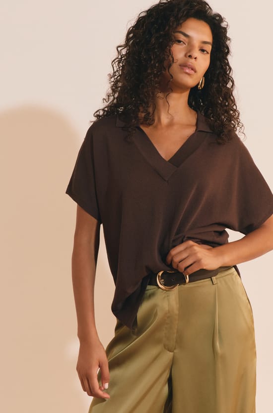 Pull manches courtes col polo;${refinementColor}