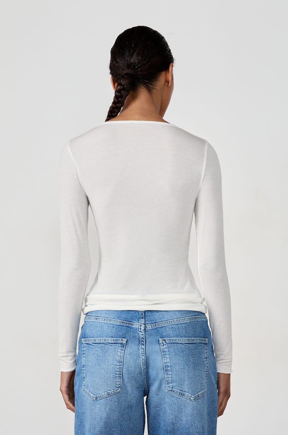 Long Sleeve Thermal Knit T-Shirt With Cashmere;${refinementColor}