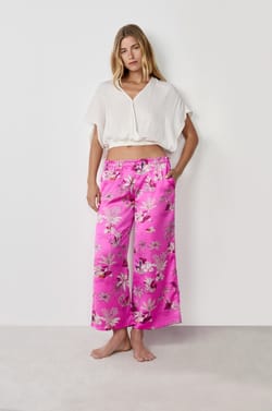 Satinierte Pyjama-Hose mit Print;${refinementColor}