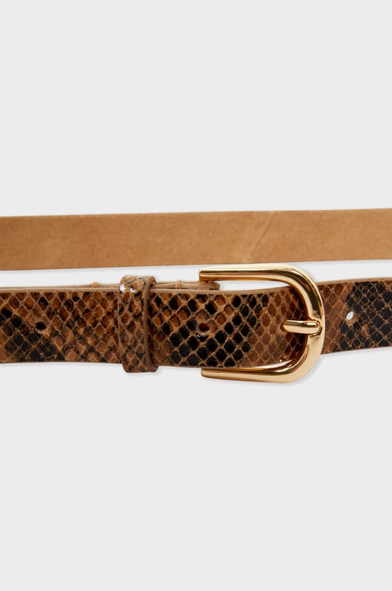 Printed leather belt;${refinementColor}