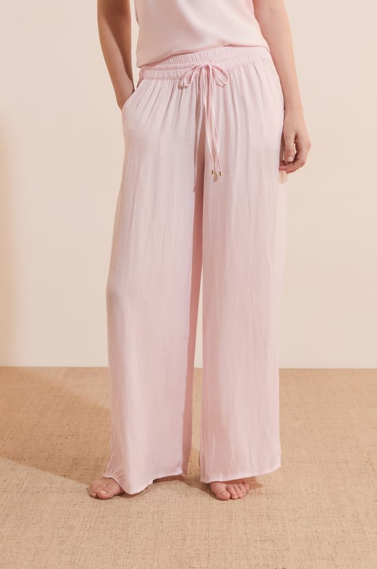 Pantalon satin&eacute; coupe large;${refinementColor}