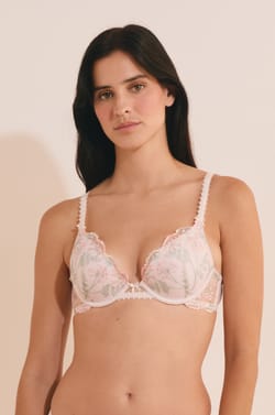 Soutien-gorge N.2 - Le push-up plongeant en broderie;${refinementColor}