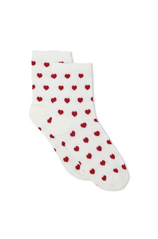Chaussettes avec coton &agrave; motifs coeurs;${refinementColor}