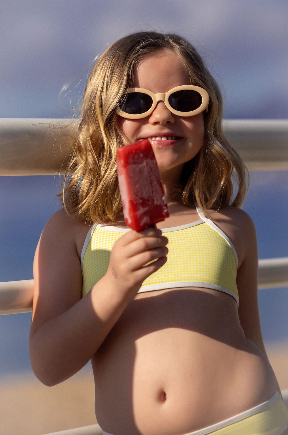 Two-Piece Gingham Swimsuit for Children;${refinementColor}