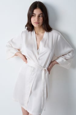 Satin robe with lace details;${refinementColor}