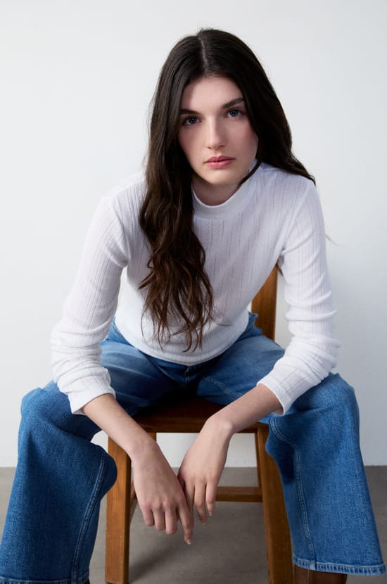 Haut en maille pointelle;${refinementColor}