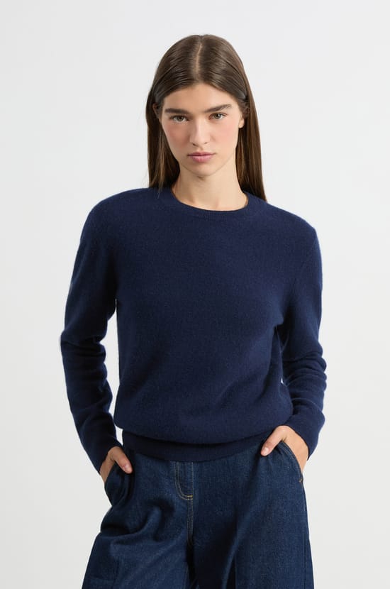 Round Neck Cashmere Sweater;${refinementColor}