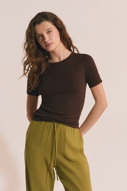 T-shirt manches courtes avec coton modal;${refinementColor}