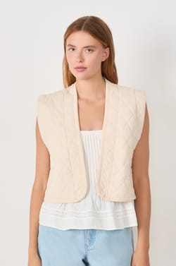Quilted Cotton Sleeveless Jacket;${refinementColor}