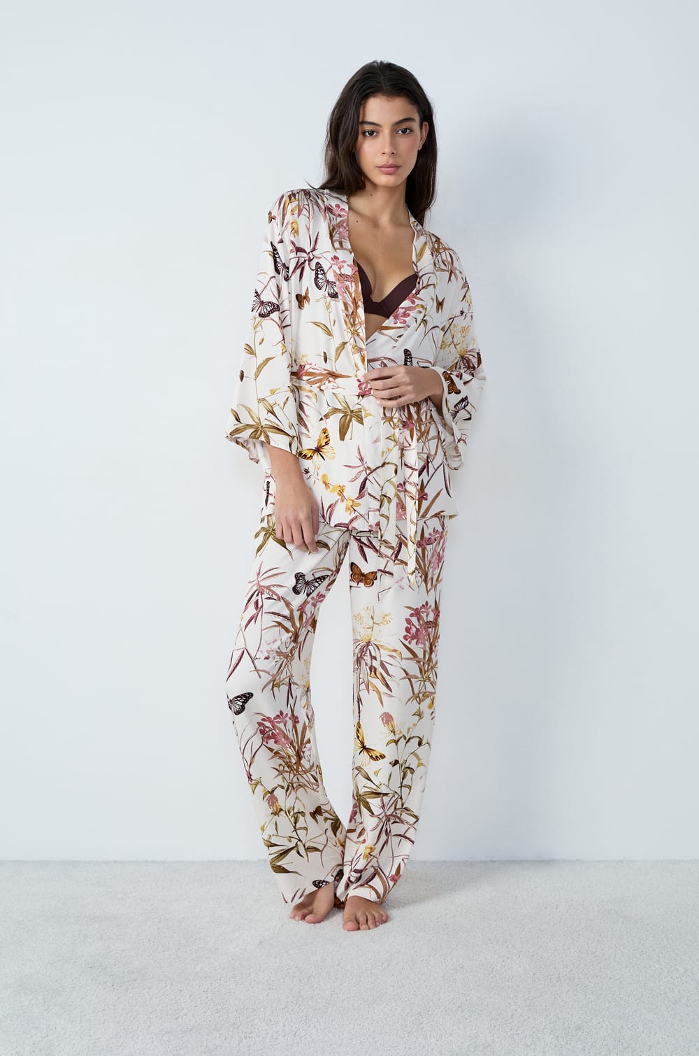Floral Print Robe;${refinementColor}