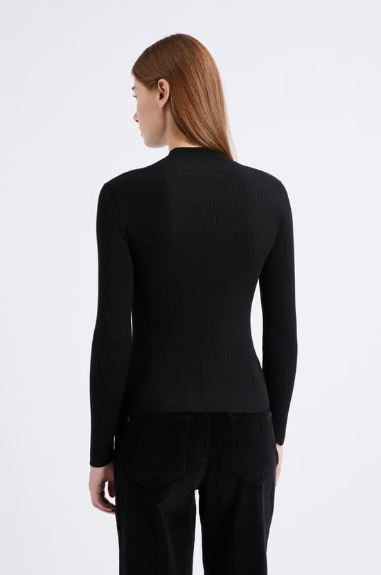 Long-sleeved high neck sweater with wool;${refinementColor}