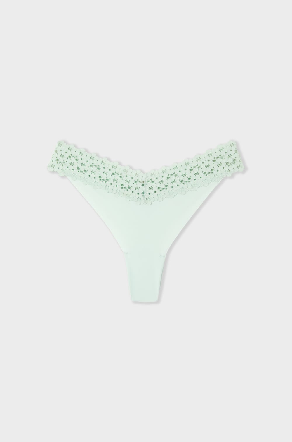 Tanga V-shape en microfibre et dentelle;${refinementColor}