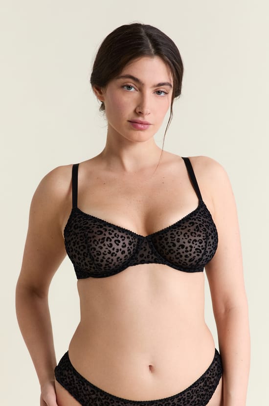 Soutien-gorge en tulle &agrave; motif l&eacute;opard;${refinementColor}
